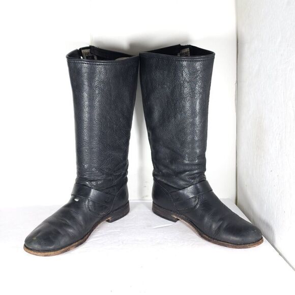 Frye Women's Veronica Slouch US 8,5B Black Leather PullOn Tall Riding Boots - Picture 6 of 16